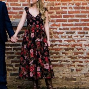 Free people black floral midi dress
